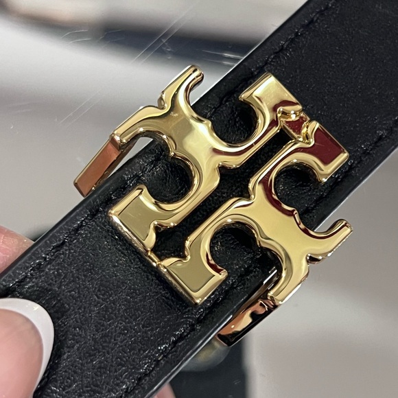Tory Burch Black/Tiger's Eye colour 1 inch reversible belt - Picture 2 of 11